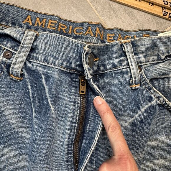 Vintage American Eagle Jeans Men 36x32 Boot Cut Jeans Light Distressed Paint Y2K - Picture 13 of 13